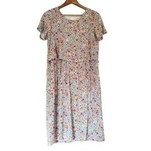 J. Jill Floral Midi Dress Womens S Cottagecore Layered Jersey Knit Boho Retro